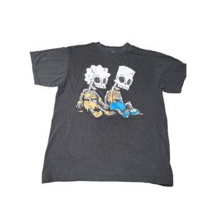 The Simpsons Bart and Lisa Skeleton Graphic T Shirt Black Size Medium